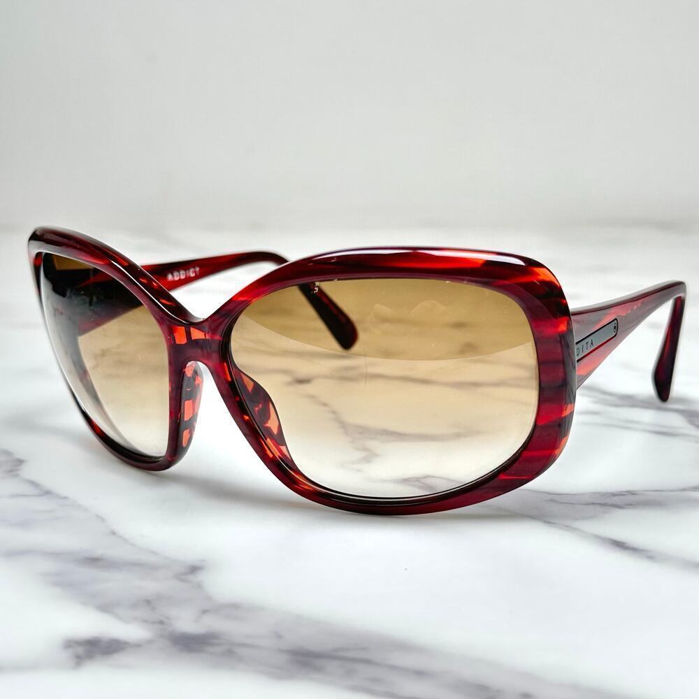 Dita Women's Addict Red Tortoiseshell Sunglasses Brown Gradient Lenses Rare - Picture 2 of 10